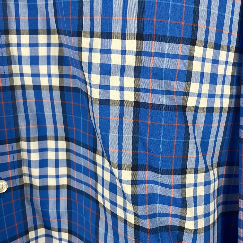 Jos. A. Bank > Blue Plaid Button Down Shirt Large - Picture 6 of 7